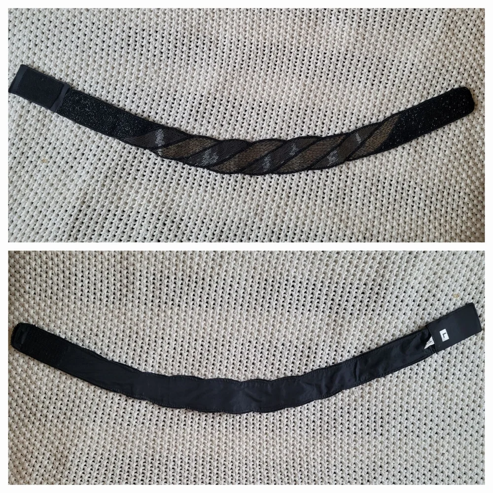 La Regale Vintage Black & Silver Beaded Belt With Velcro Fastener